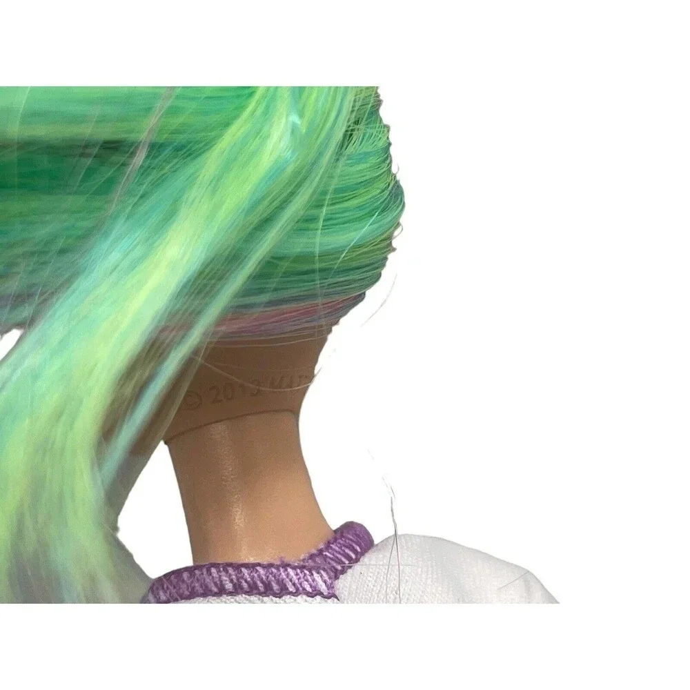 BARBIE Long Rainbow Leopard Hair Side Shaved Color Reveal for OOAK 11”